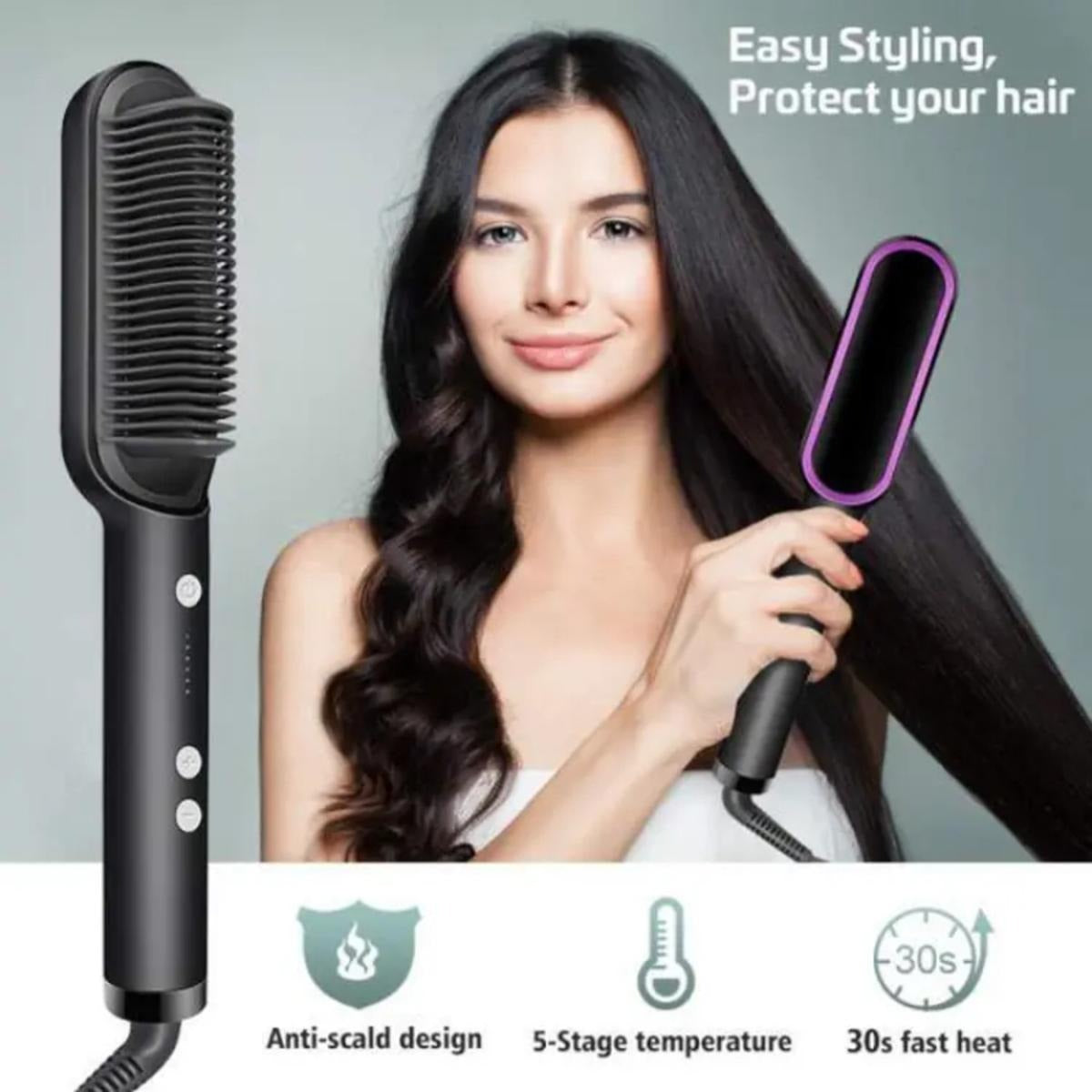 909 Hair Straightening 2-in-1 Brush & Curler – Electric Styling Comb
