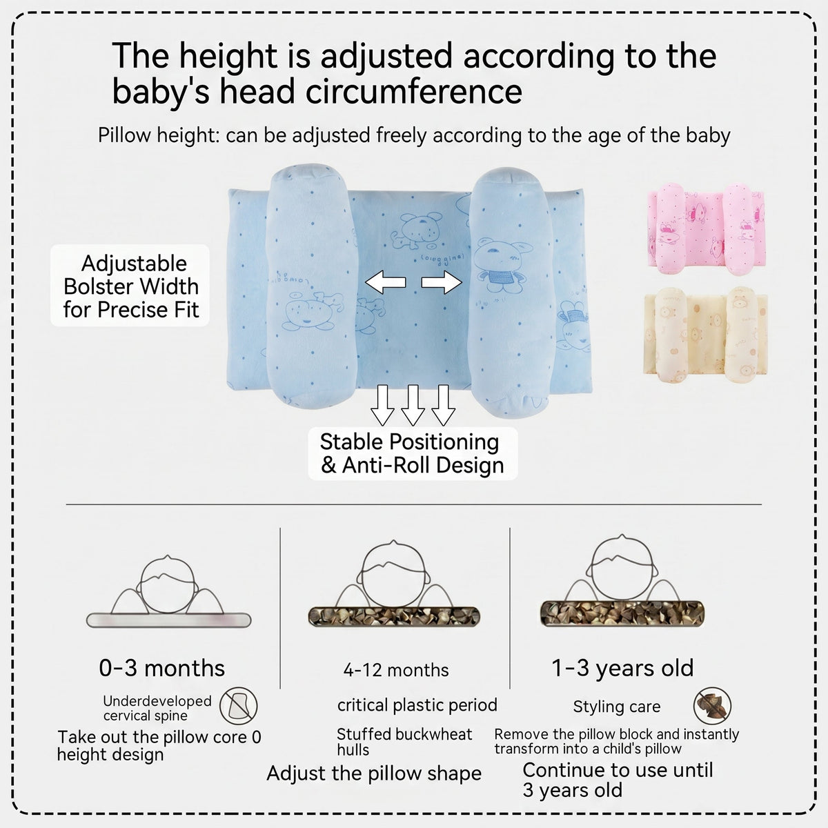 Baby Head Shaping Pillow – Soft, Hypoallergenic, Flat Head Prevention
