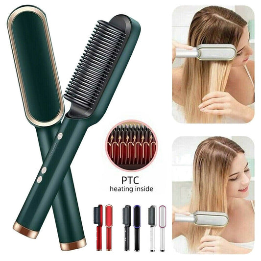 909 Hair Straightening 2-in-1 Brush & Curler – Electric Styling Comb