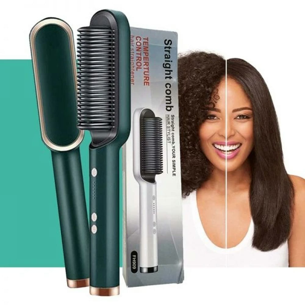 909 Hair Straightening 2-in-1 Brush & Curler – Electric Styling Comb