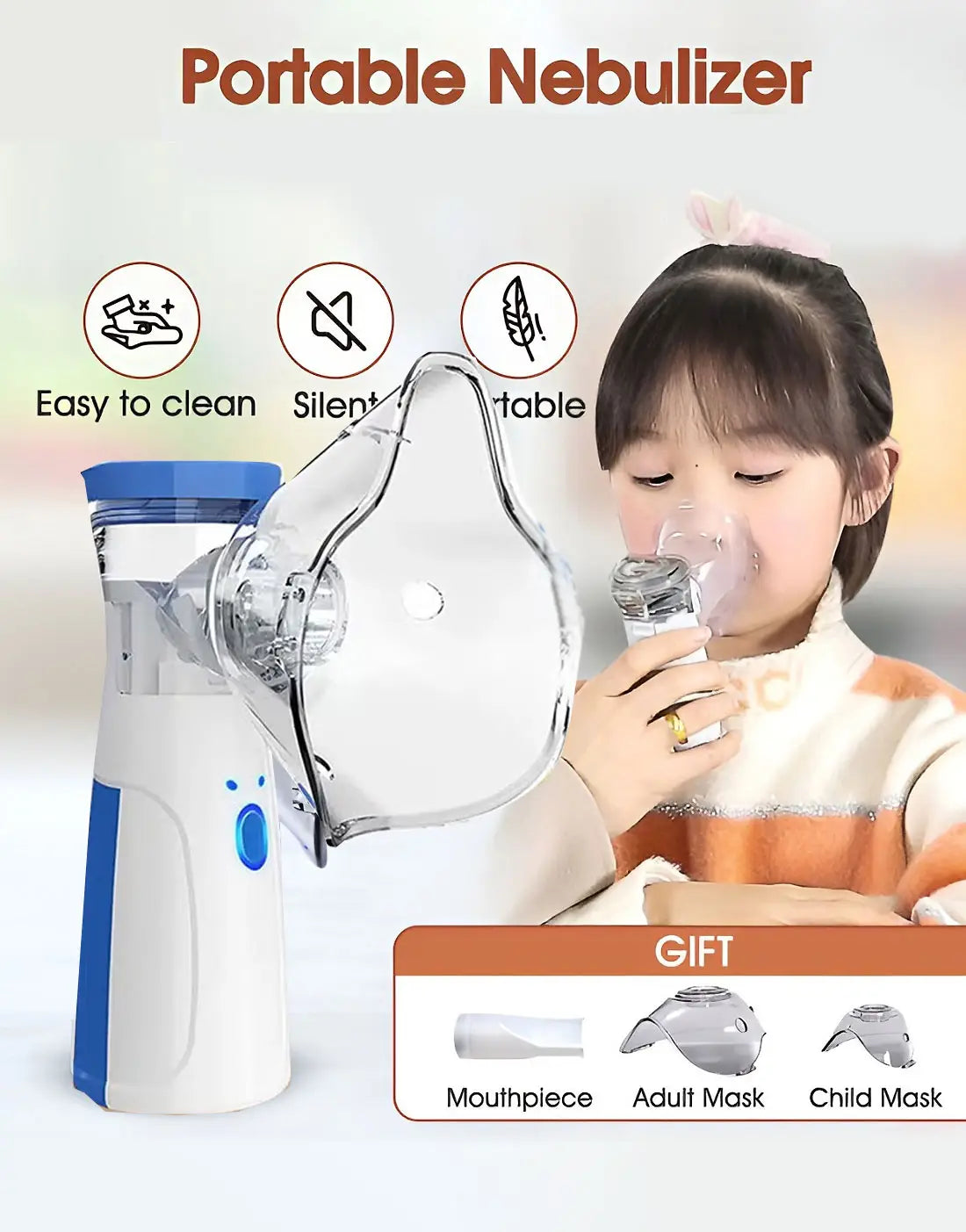 Portable Mesh Nebulizer for Kids & Adults – Compact Handheld Mist Inhaler